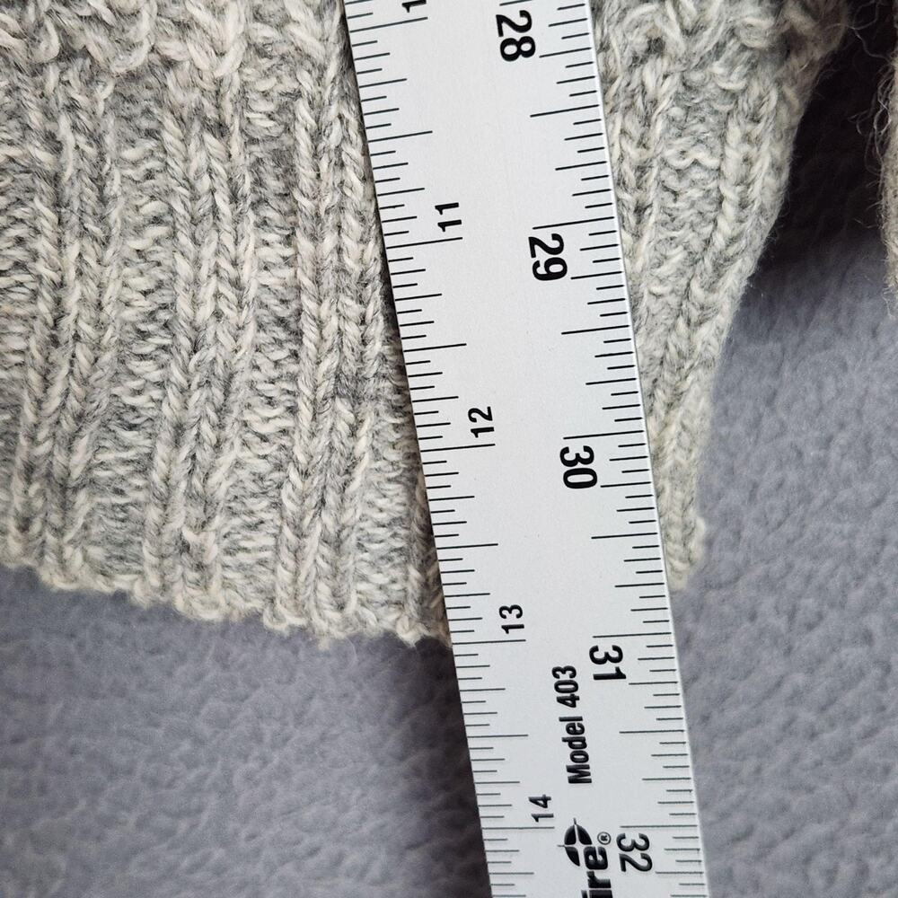 Vintage Eddie Bauer Fishermans Sweater Mens Medium Gray Wool Oversized Full Zip - Picture 4 of 16